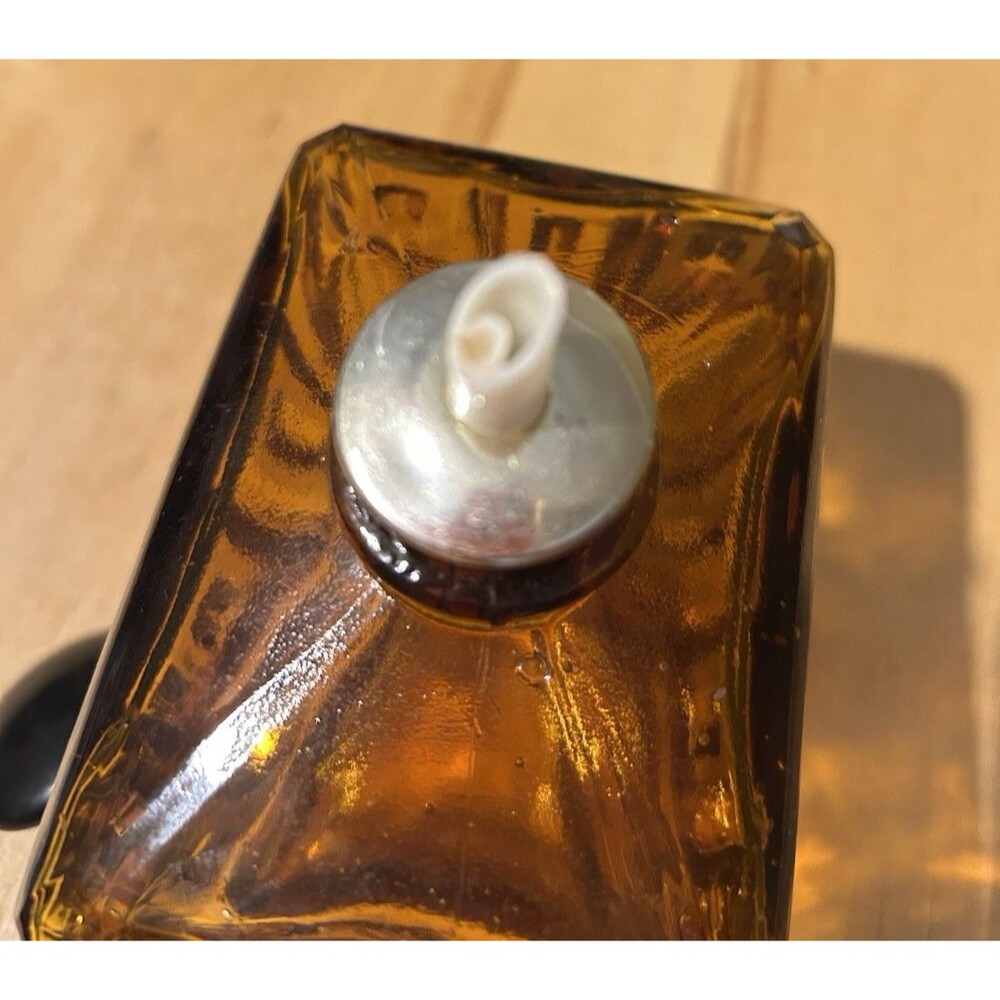 Vintage Amber Glass Mid Century Whiskey Decanter Diamond Pattern Boho - Picture 5 of 7